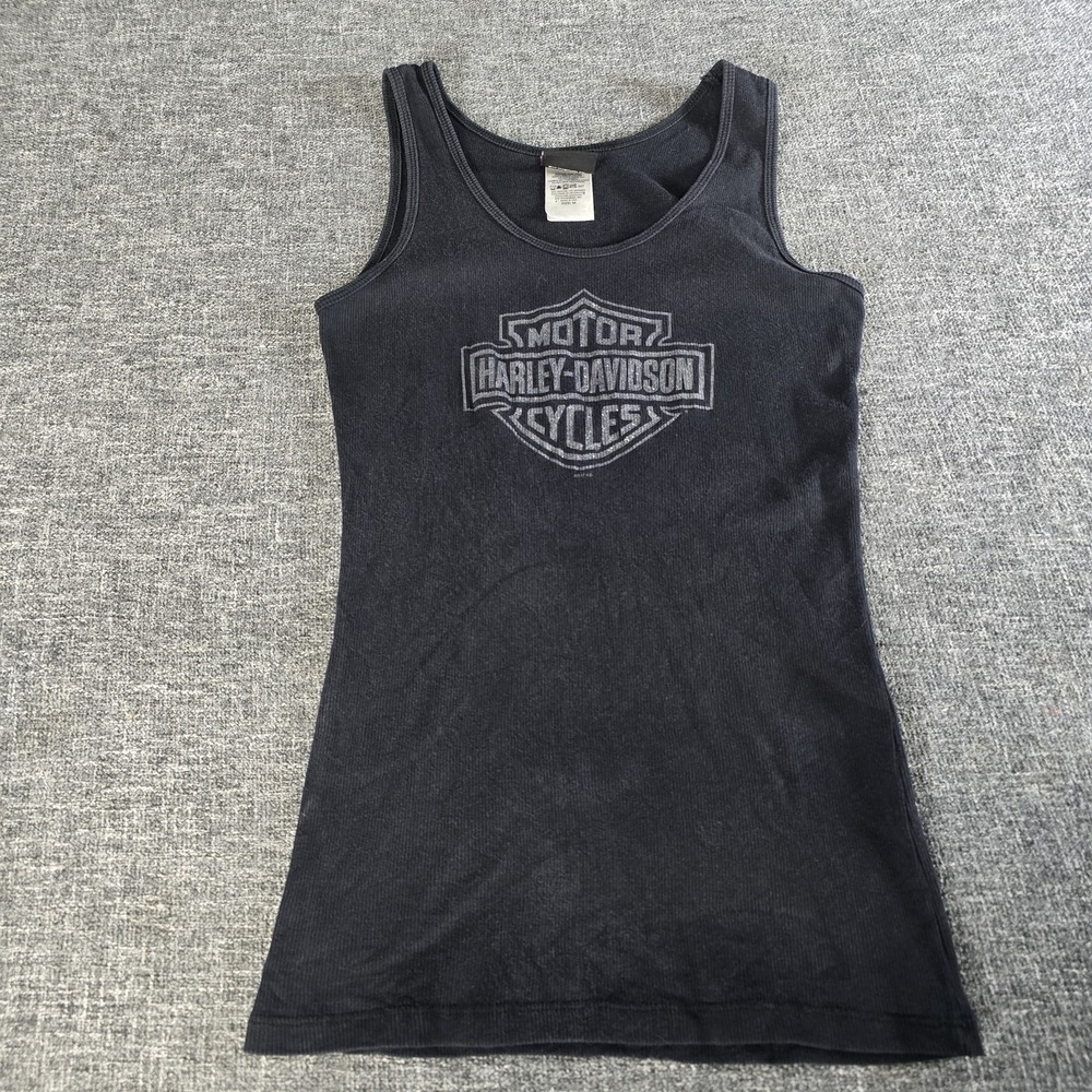 Harley-Davidson Womens Black Ribbed Tank Top Mother Road Kingman AZ Graphic M